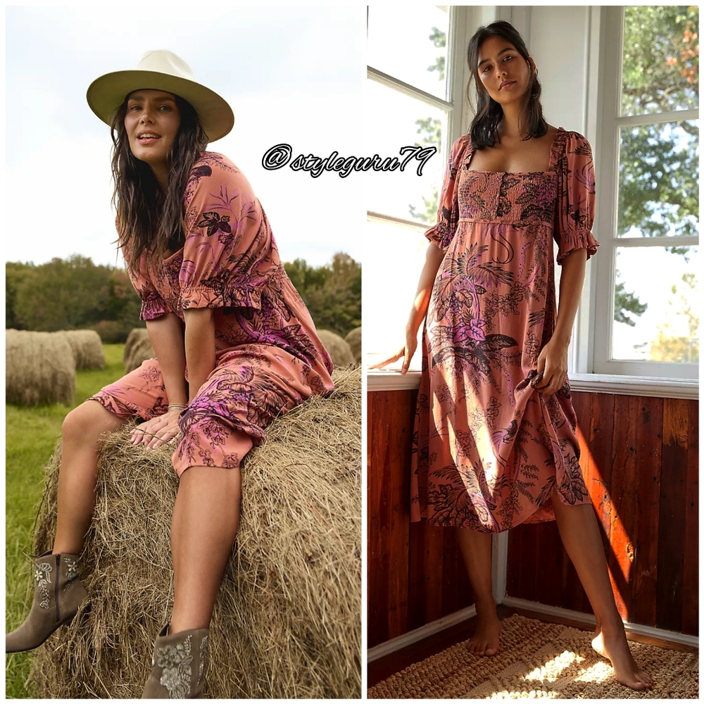 NWT, Anthropologie, Puff-Sleeved Mini Dress
